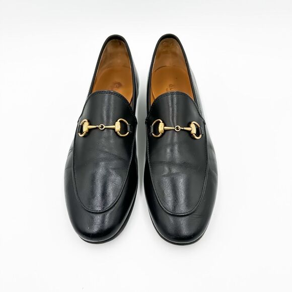 Gucci Jordaan Horsebit Loafer Black Leather Flats Buckle 37, 7 - Picture 3 of 15